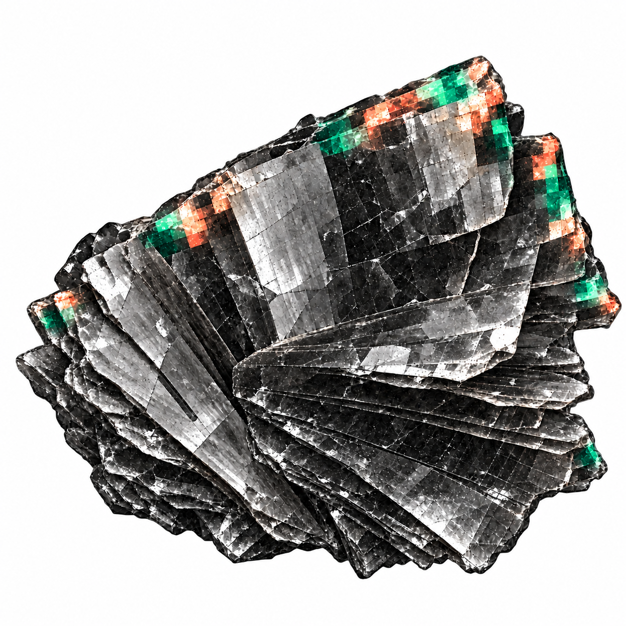 Mica crystal study with chromatic accents